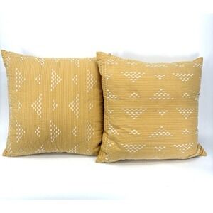 INK+IVY Cario Yellow Embroidered Square Pillow Shams Lot of 2